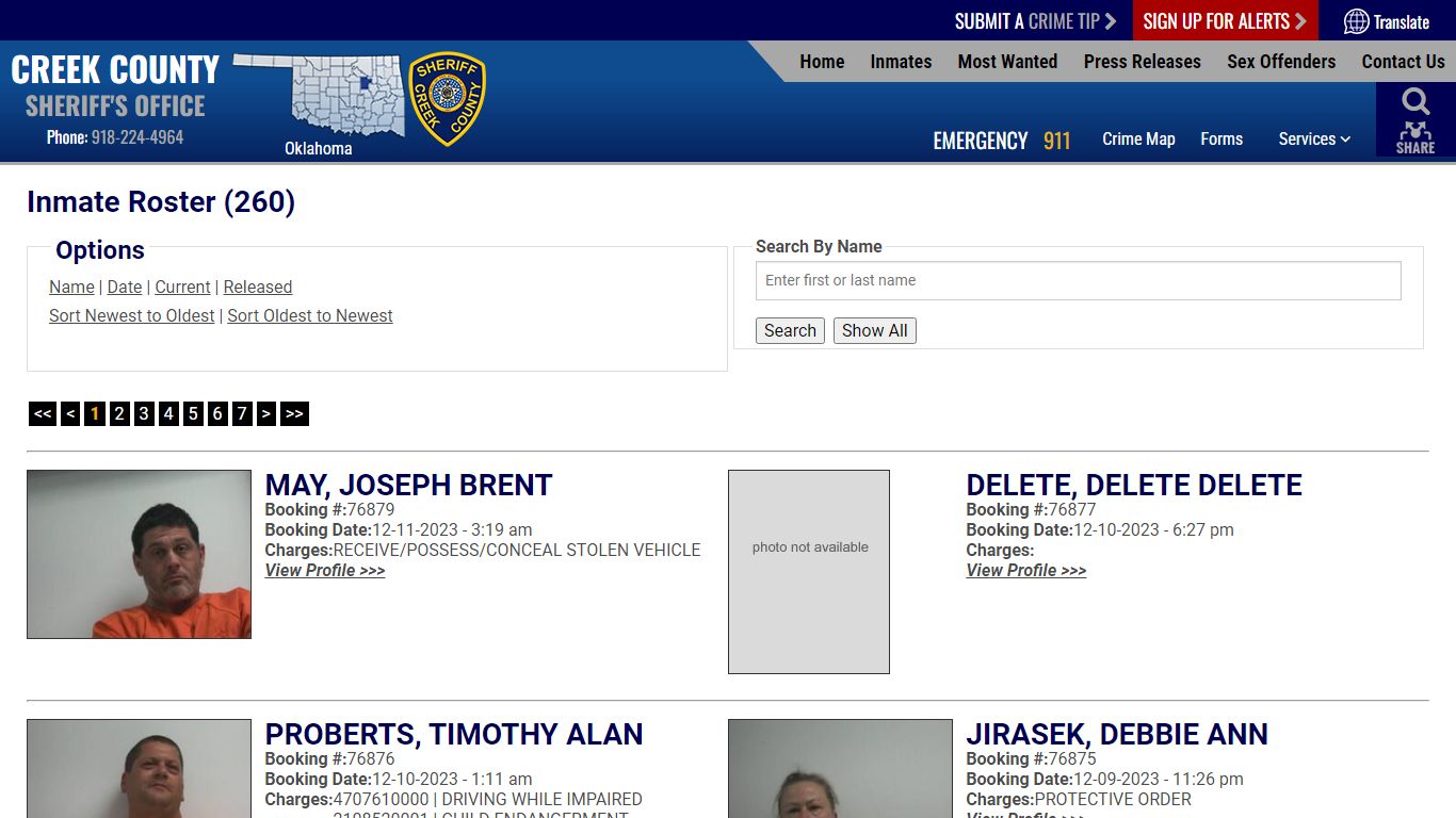 Inmate Roster - Current Inmates Booking Date Descending - Creek County ...